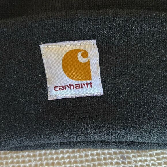 Carhartt Black Knit Hat/Beanie with Logo Patch one size NWT - Picture 4 of 6